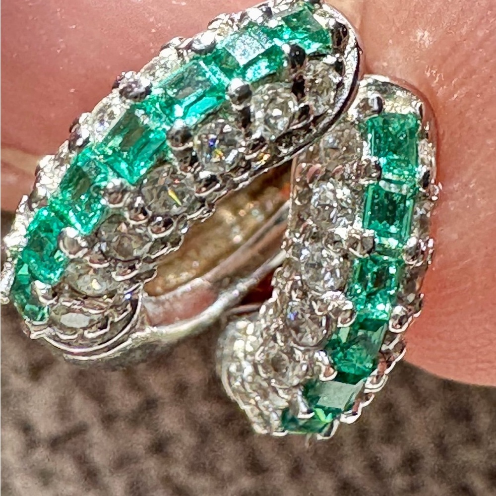 Elegant Silver and Green Hoop Earrings